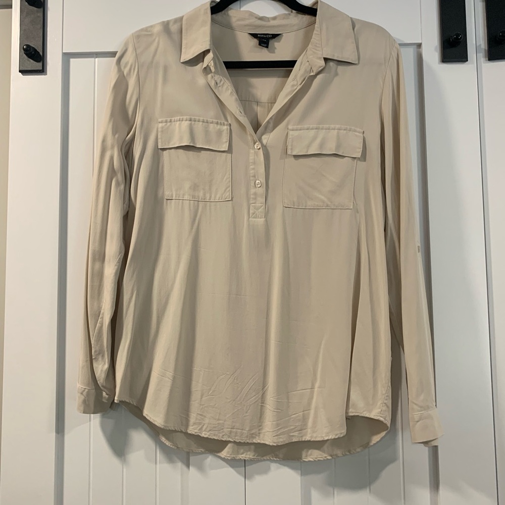 RW&CO. Cream Button-Front Utility Tunic